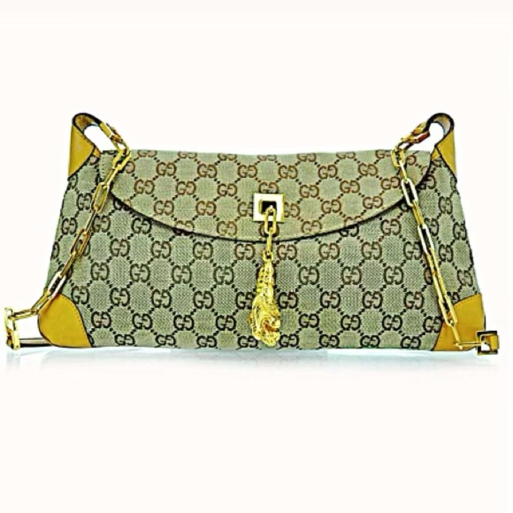 Authentic Gucci Rare Tom Ford Monogram GG Tiger Charm Chain Shoulder Bag